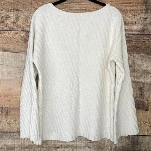 Ann Taylor Alpaca Wool Sweater Wide Sleeve Ivory Size Small - Picture 6 of 8
